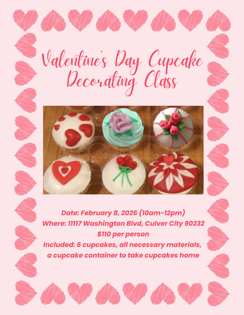 Valentine’s Day Cupcake Class | Feb. 8, 2026 10am-12pm