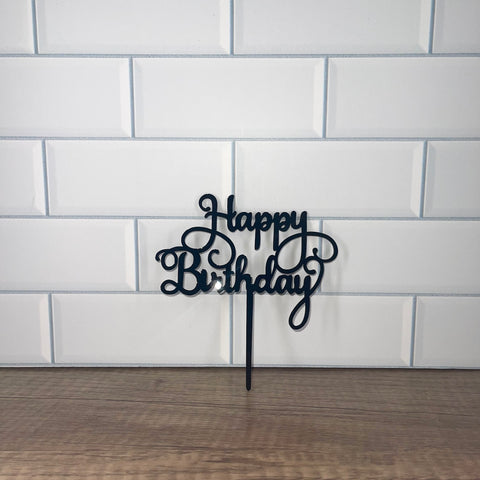 Black Happy Birthday Cake Topper (1 pc)