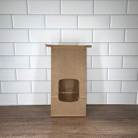 Kraft Cookie Bags W/ Window-Twist Tie |1 lb|       4 3/4”x2 1/2”x9 1/2” (10 pcs)