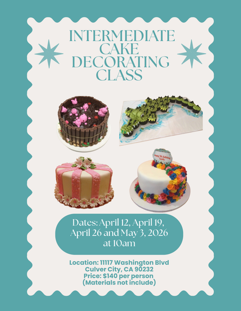 Intermediate Cake Decorating Class (4 Classes) | April 12 - May 3, 2026 (Materials not included)