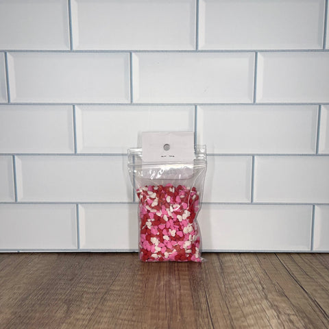 Small Red white pink Hearts Sprinkle Quins