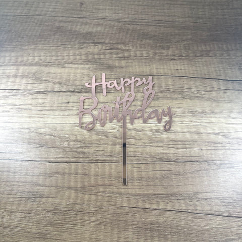 Rose Gold Happy Birthday Cake Topper (1 pc)