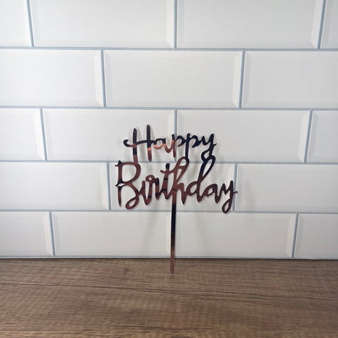 Rose Gold Happy Birthday Cake Topper (1 pc)