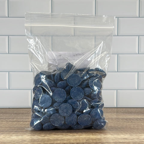 An image of 1 lb Mercken's Navy Blue Chocolate Coating Wafers, available for purchase in West LA, Culver City, Venice, Mar Vista, Palms, Westchester, Inglewood, Sawtelle, Del Rey, Playa Vista, Santa Monica, Westwood, Beverly Hills, Century City, Brentwood, El Segundo, Manhattan Beach, Redondo Beach, Bel Air.