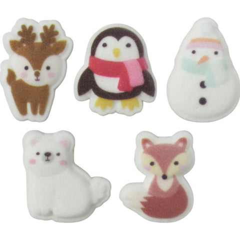 Winter Friends Shaped Sugar Decoration (5 pieces)